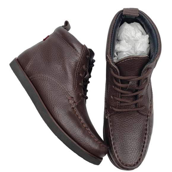 Marc JosephNIB Gramercy Brown Grainy Leather Preppy High Top Booties Boy's 13